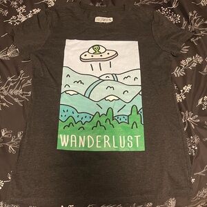 HUMAN t shirt wanderlust alien fan shirt gray graphic tee size women XL